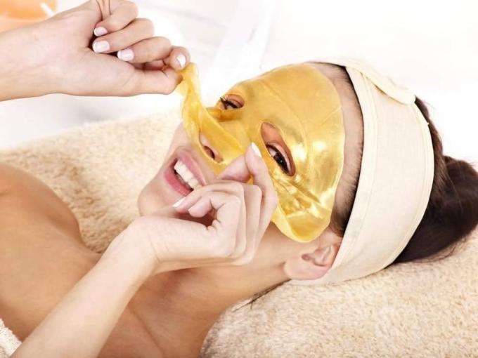 หน้ากากสีทอง 24K ของอินทรีย์ สําหรับบ้าน เจลที่ทําให้สบายใจ 4